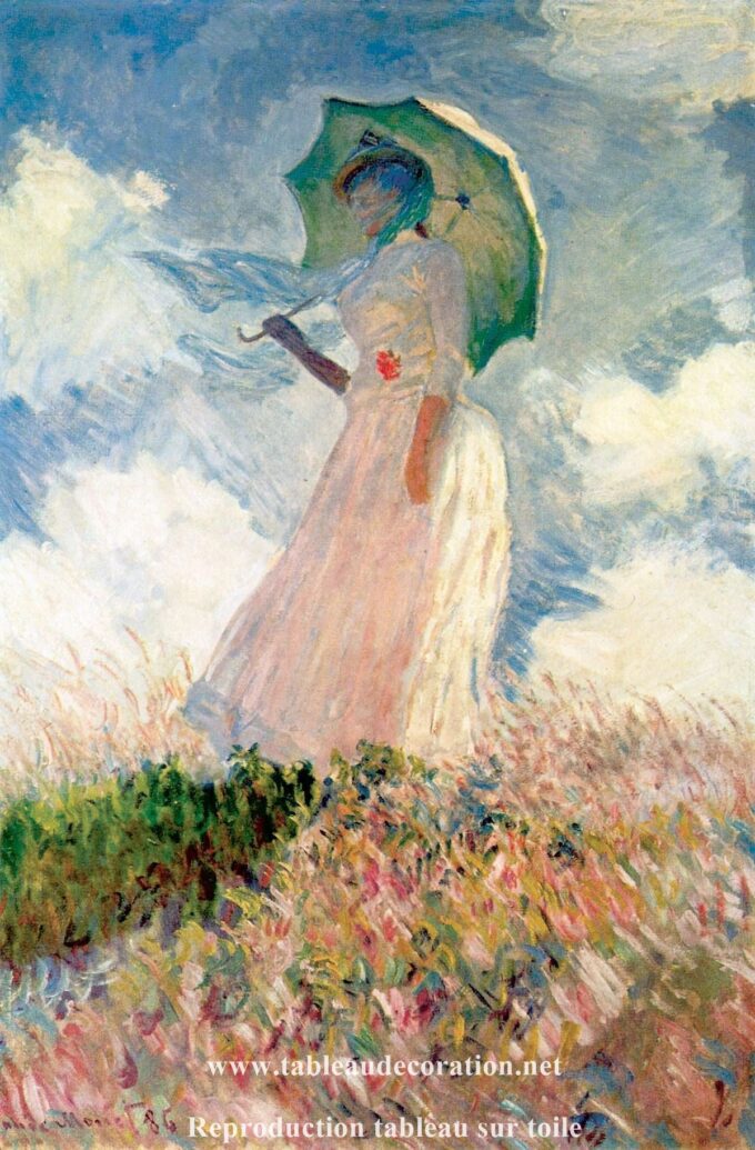 Mujer con sombrilla mirando hacia la izquierda – Reproducción de la pintura de Monet Claude Monet 2024-09-19