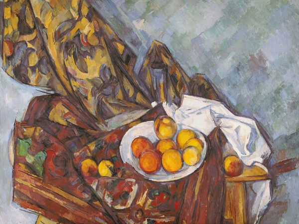 Bodegón con cortina floral y plato de frutas – Paul Cézanne Paul Cézanne 2024-11-21