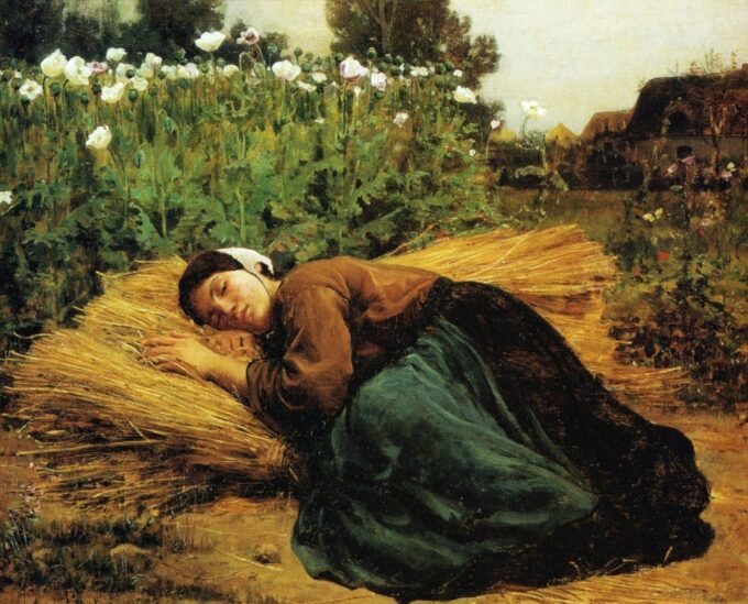 Joven segador durmiendo sobre gavillas de trigo – Jules Breton Jules Breton 2024-09-20