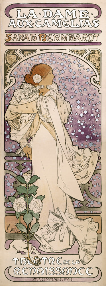 Cartel de la obra La Dama de las Camelias de A. Dumas en el Teatro de la Renacimiento – Mucha Alfons Mucha 2024-11-21