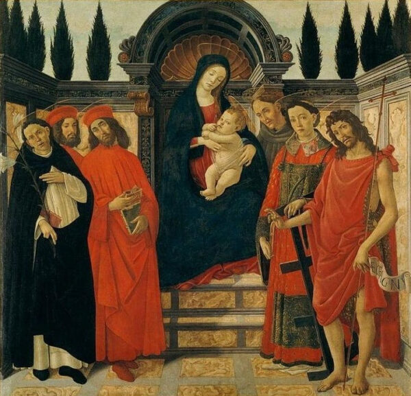 La Virgen con el Niño, san Juan Bautista, san Damián y san Cosme – Sandro Botticelli Sandro Botticelli 2024-11-21