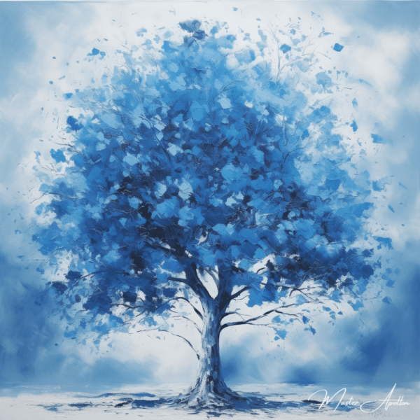 Tabla árbol azul y blanco Cuadros Contemporáneos Árboles 2024-12-22