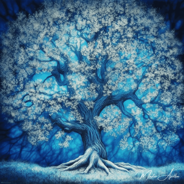 Tabla árbol azul hoja blanca Cuadros Contemporáneos Árboles 2024-12-22