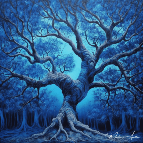 Tableau árbol azul guardián de la noche Cuadros Contemporáneos Árboles 2024-12-22