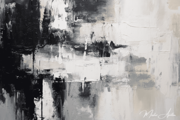 «Tabla contemporánea abstracta en blanco y negro tranquila en la oscuridad» Pinturas abstractas contemporáneas 2024-12-22