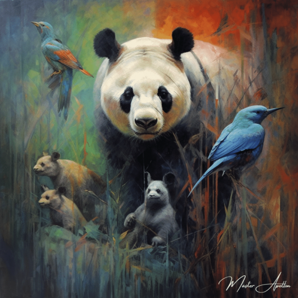 Tabla contemporánea de animales panda Pinturas Contemporáneas 2024-12-22