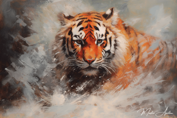 Tabla contemporánea de animales: Tigre en la nieve Pinturas Contemporáneas 2024-12-22