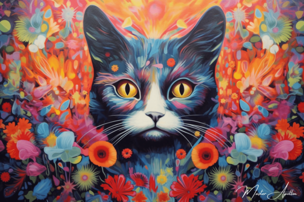 Cuadro contemporáneo gato hippie Pinturas Contemporáneas 2024-12-22