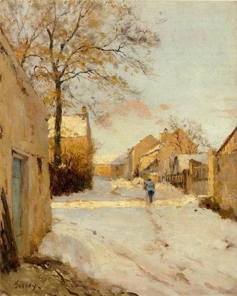 Una calle de pueblo en invierno – Alfred Sisley Alfred Sisley 2024-11-21