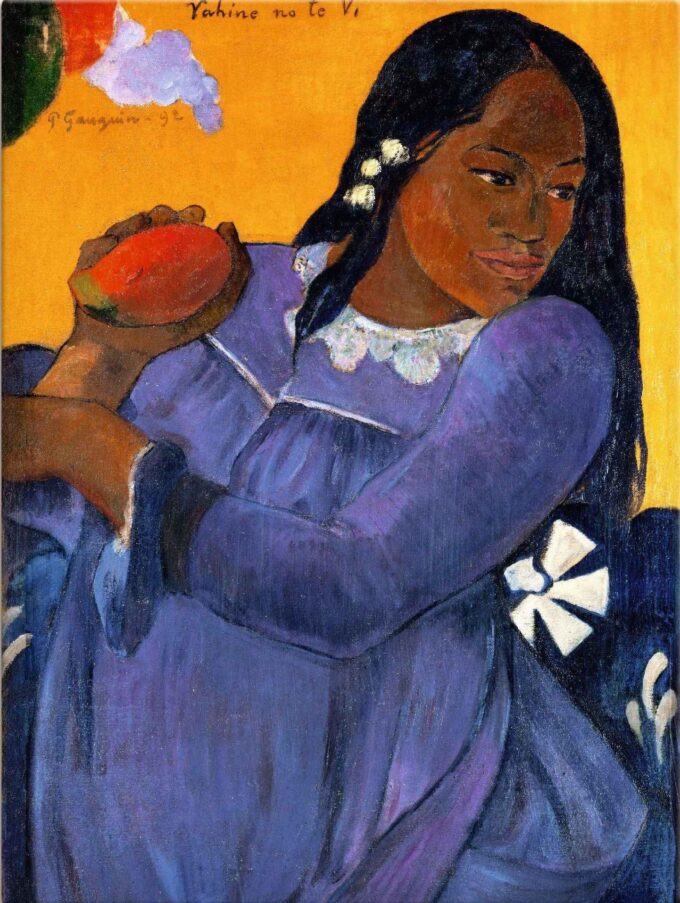 Mujer en vestido azul con un mango – Paul Gauguin Paul Gauguin 2024-09-20