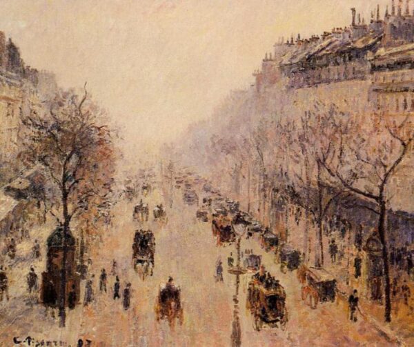 Boulevard Montmartre, mañana, luz del sol y niebla – Camille Pissarro Camille Pissarro 2024-11-21