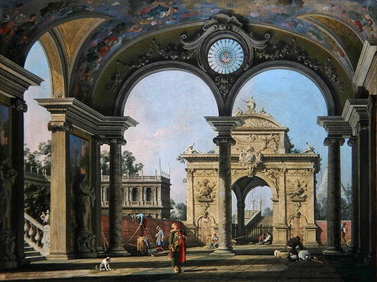 Capriccio de un arco de triunfo visto a través de una bóveda ornamentada, hacia 1750 – Giovanni Antonio Canal Canaletto 2024-11-21