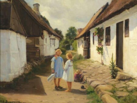 Dos niños en una calle del pueblo – Hans Andersen Brendekilde Andersen Brendekilde 2024-12-22