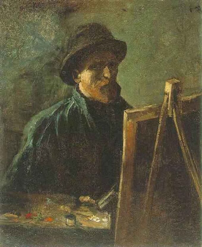 Autorretrato con sombrero de fieltro oscuro en el caballete – Van Gogh Autorretrato Vincent Van Gogh 2024-09-19