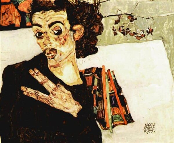 Autorretrato con un jarrón negro y dedos separados – Egon Schiele Egon Schiele 2024-11-21