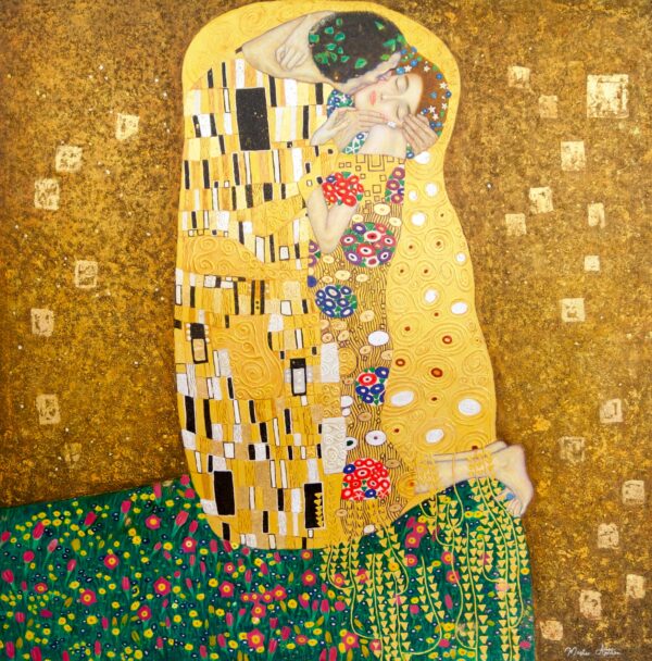 The Kiss – A Reimagined Gustav Klimt Masterpiece by Master Apollon | 200 x 200 cm Pintura Original en Venta 2025-02-03 7