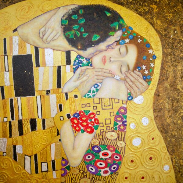 The Kiss – A Reimagined Gustav Klimt Masterpiece by Master Apollon | 200 x 200 cm Pintura Original en Venta 2025-02-03 5