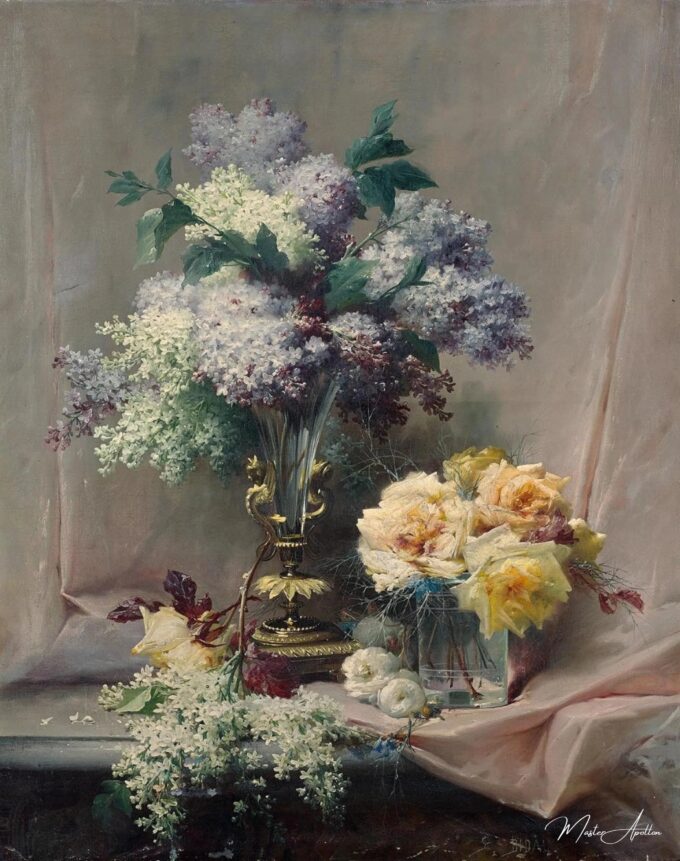 Ramo de lilas y rosas sobre una mesa – Eugène Bidau Eugène Bidau 2025-03-15
