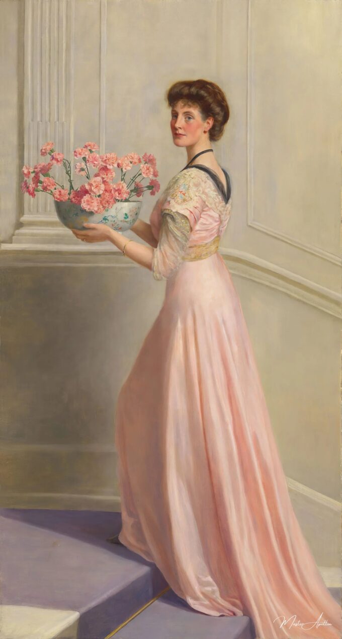 Dame en un cuenco de claveles rosas – John Collier John Collier 2025-05-15