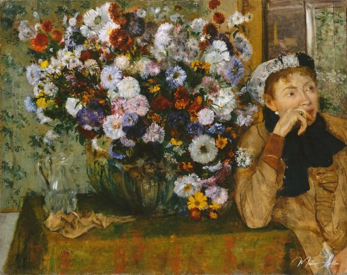 Mujer sentada al lado de un jarrón de flores – Edgar Degas Edgar Degas 2025-05-30