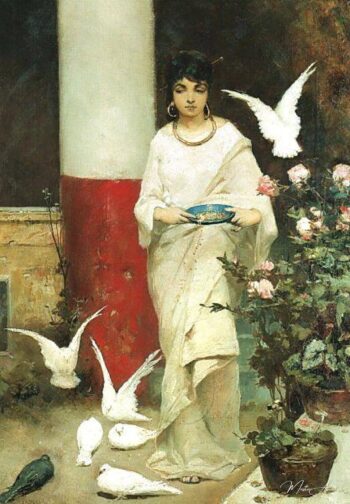 Niña alimentando a las palomas – Wilhelm Kotarbiński Wilhelm Kotarbiński 2025-05-17