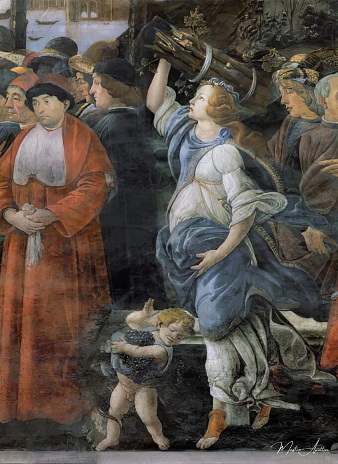 La purificación del leproso y la tentación de Cristo, en la capilla Sixtina: detalle de la mujer llevando leña y del niño pequeño llevando uvas, fresco de 1481 – Sandro Botticelli Sandro Botticelli 2025-05-15 2