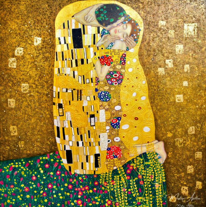 El Beso Reimaginado por Master Apollon | 200 x 200 cm Pintura Original en Venta 2025-03-15 3