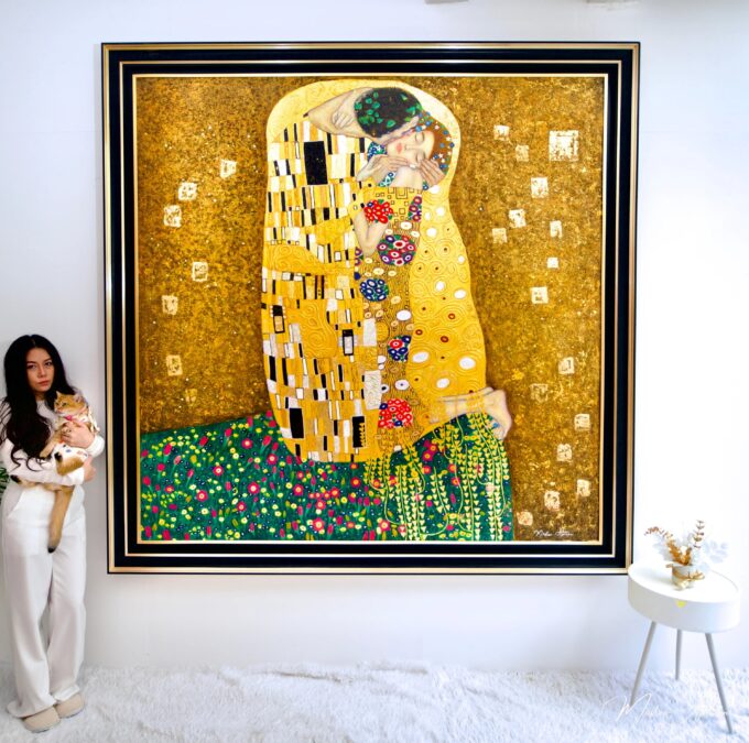 El Beso Reimaginado por Master Apollon | 200 x 200 cm Pintura Original en Venta 2025-03-15 4
