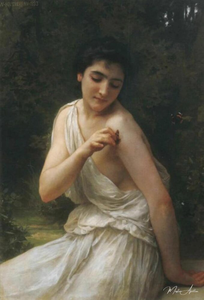 El título en español es: «La mariposa – William Bouguereau William Bouguereau 2025-05-20