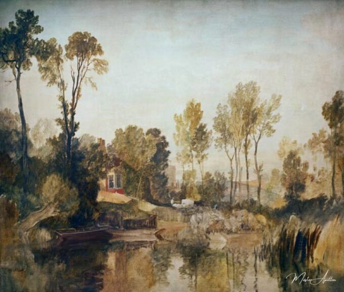 Casa junto al río con árboles y ovejas – William Turner William Turner 2025-05-20