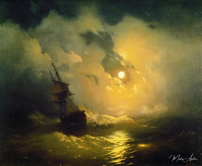 Mar agitado por la noche, 1849 – Ivan Aïvazovski Ivan Aïvazovski 2025-05-01