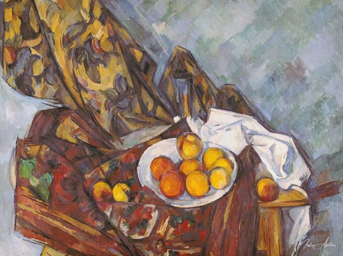 Naturaleza muerta con el cortinaje floreado y el plato de frutas – Paul Cézanne Paul Cézanne 2025-05-10