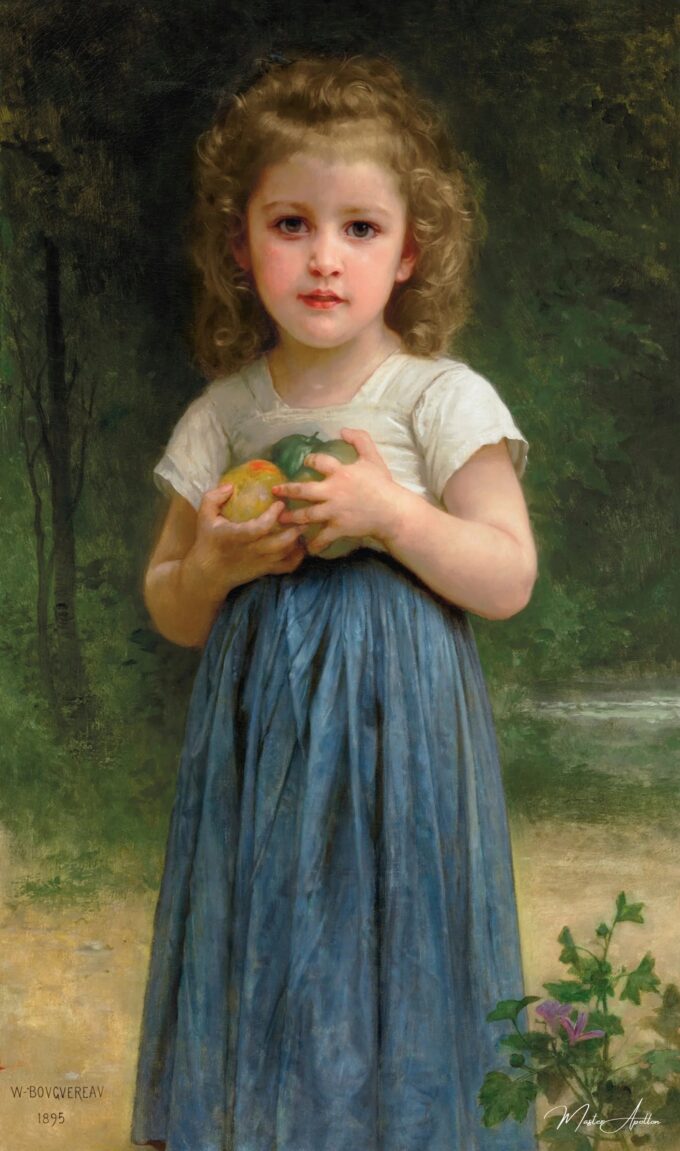 Niña pequeña sosteniendo manzanas en las manos – William-Adolphe Bouguereau William Bouguereau 2025-05-20