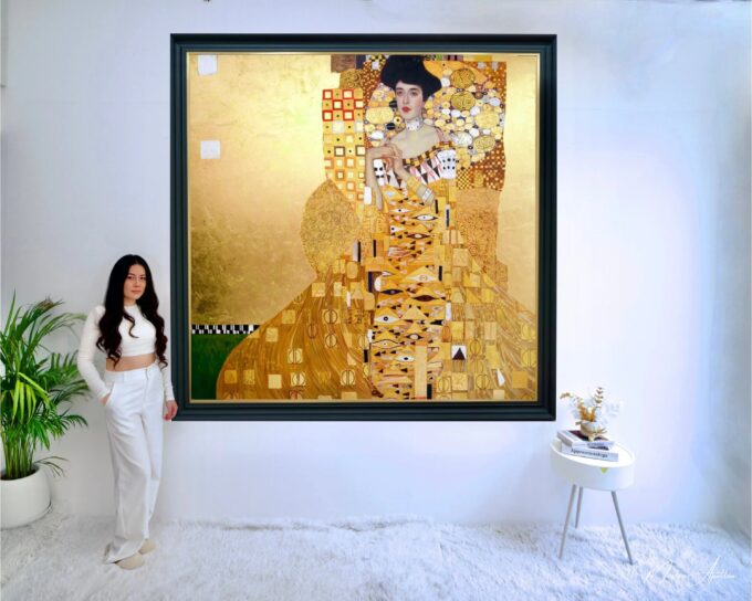 Retrato Reimaginado de Adele Bloch-Bauer por Master Apollon | 200 x 200 cm Pintura Original en Venta 2025-03-15 5