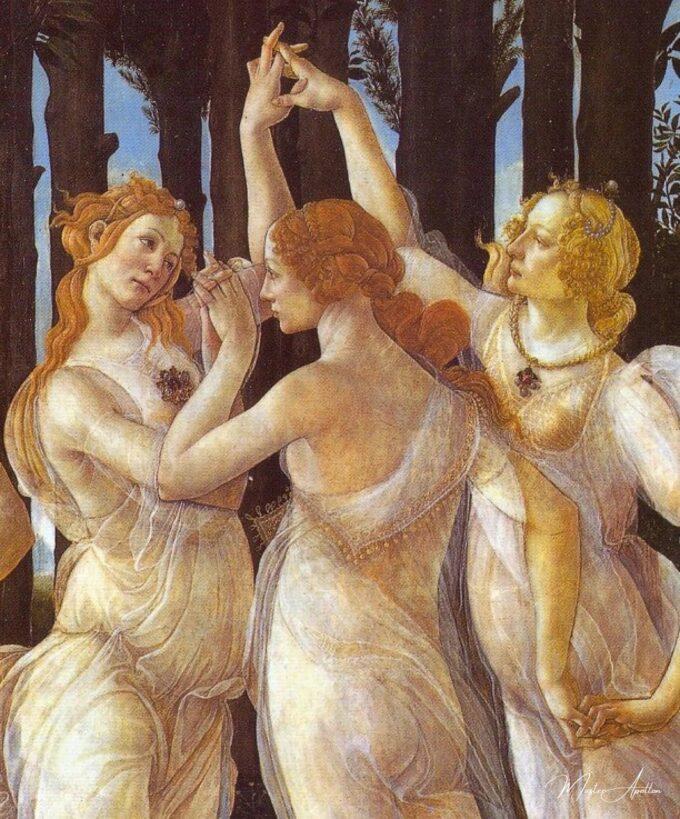 Primavera (Alegoría de la primavera). Detalle: Las Tres Gracias, a la derecha – Retrato de Caterina Sforza – Sandro Botticelli Sandro Botticelli 2025-05-07 2