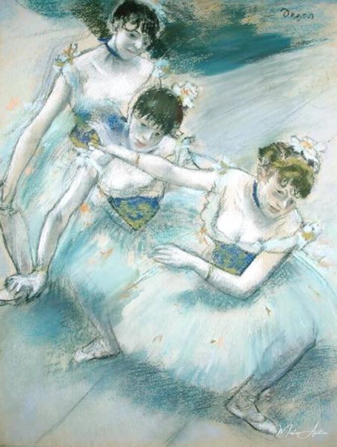 Tres bailarines en línea diagonal sobre el escenario – Edgar Degas Edgar Degas 2025-03-23 2