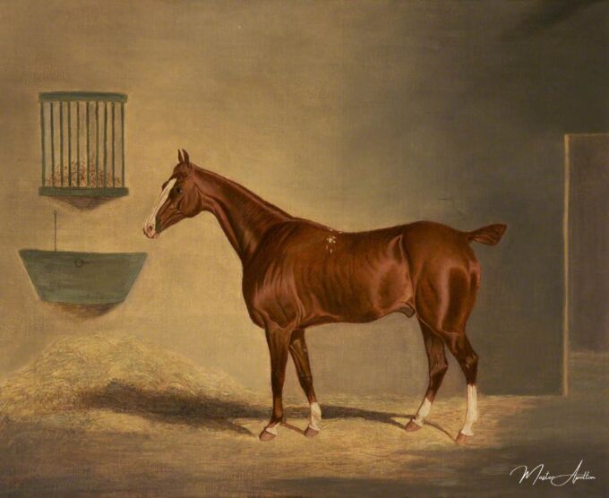 Un caballo alazán en un establo – John Frederick Herring Snr John Frederick Herring Sr 2025-03-21 2