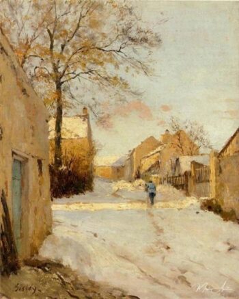 Una calle de pueblo en invierno – Alfred Sisley Alfred Sisley 2025-05-14