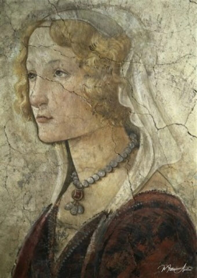 Vénus y las tres Gracias ofreciendo regalos a una joven, detalle de la cabeza de la joven – Sandro Botticelli Sandro Botticelli 2025-05-02 2